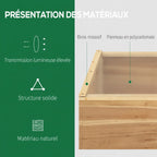 Présentation du cadre en bois et des panneaux du châssis de culture