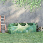 Mini-serre verte garnie de pots contre un mur au jardin