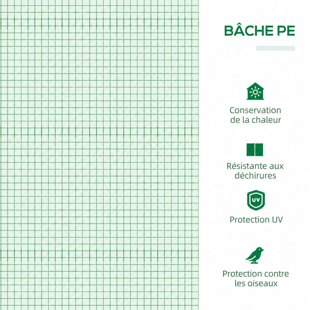 Quadrillage de la bâche verte de la mini-serre