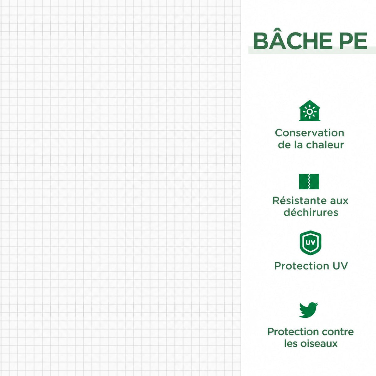 Quadrillage de la bâche blanche de la mini-serre