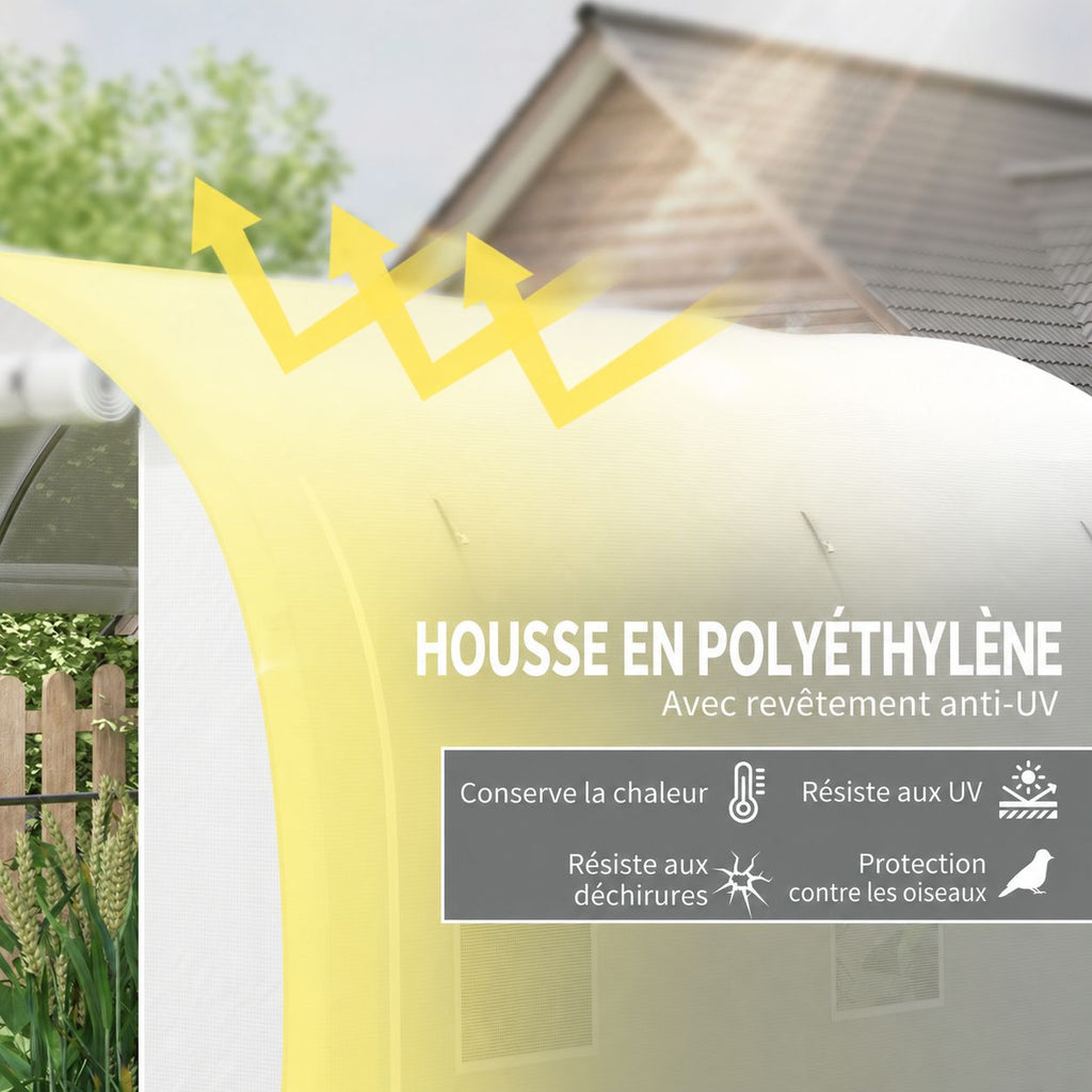 Détail du toit blanc de la serre avec illustration des rayons du soleil