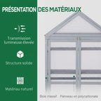 Présentation du bois gris et des panneaux de la serre armoire