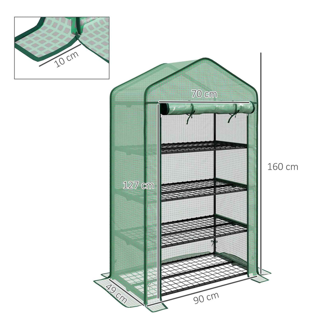 Dimensions de la mini serre verte : 90 × 49 × 160 cm