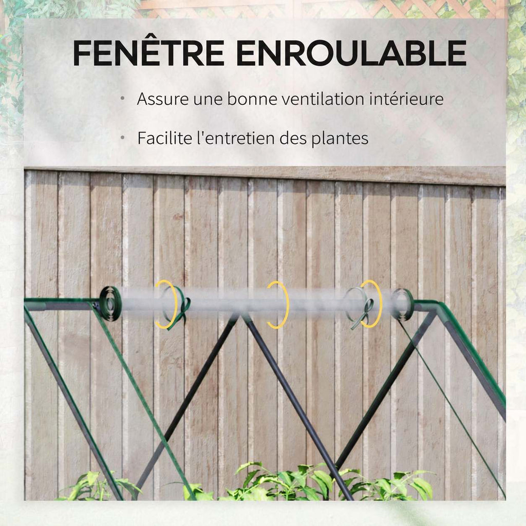 Fenêtre enroulée en haut de la housse du carré potager