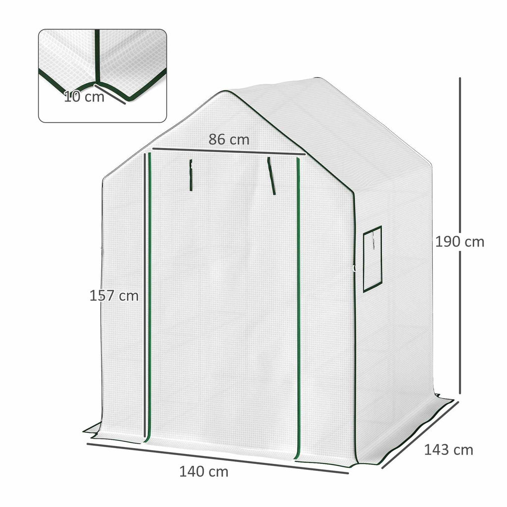 Dimensions de la serre blanche : 140 × 143 × 190 cm