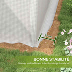 Détail du bord de bâche blanche prolongé de 50 cm