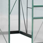 Ouverture de la porte et renfort d’angle de la serre vert foncé