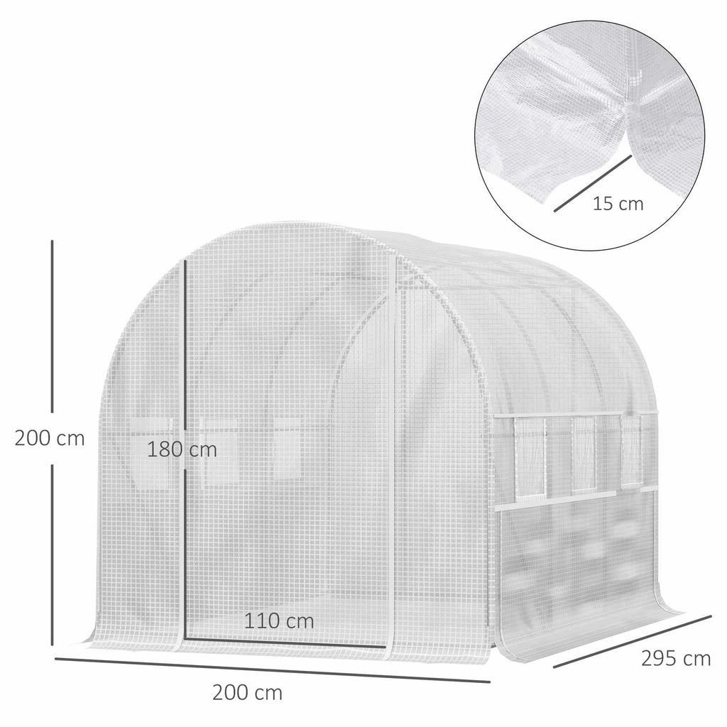 Dimensions de la serre blanche : 295 × 200 × 200 cm