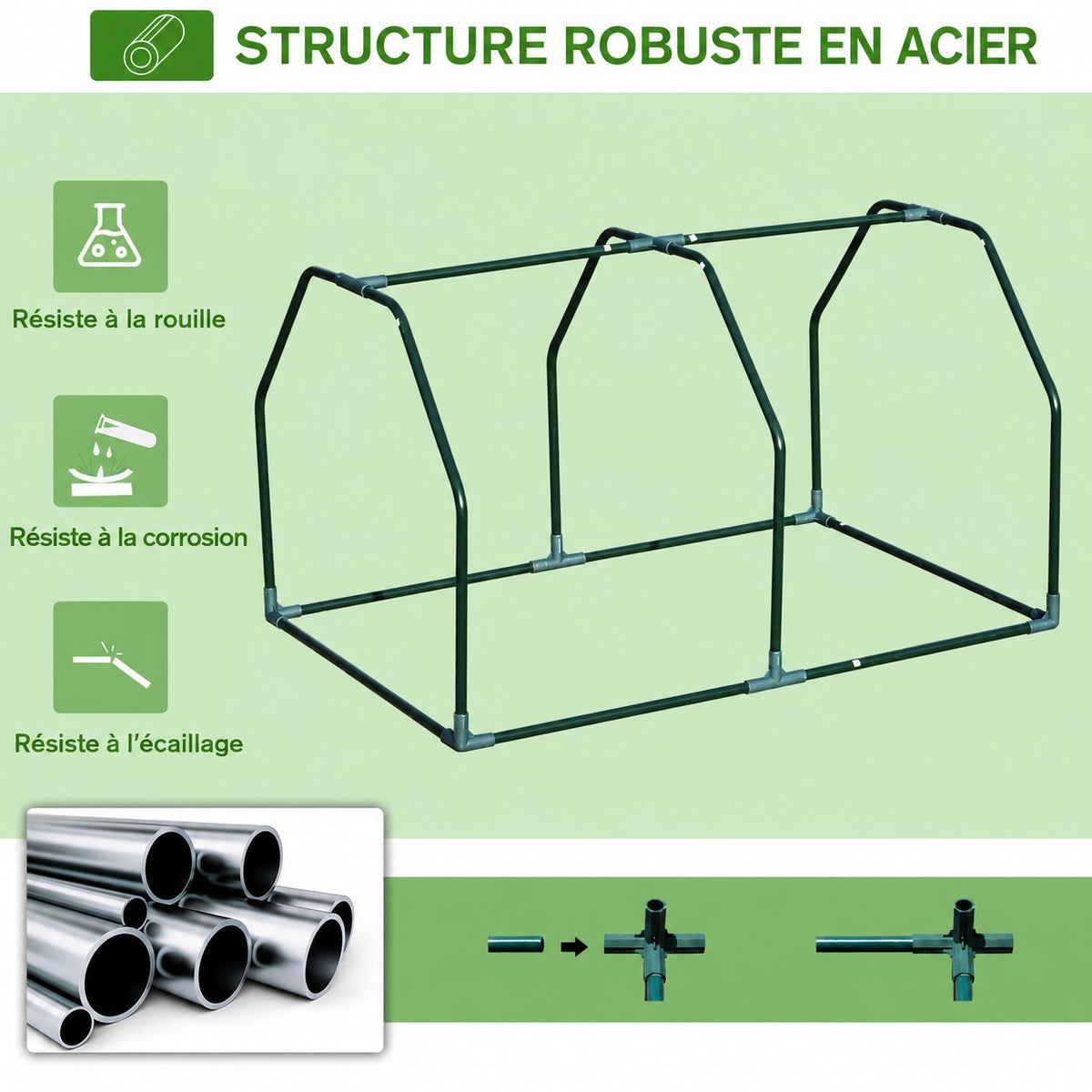 Armature de la mini-serre et présentation des tubes et raccords