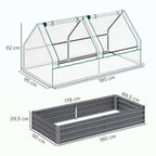 Schéma des dimensions du bac potager rectangulaire et de sa housse de serre