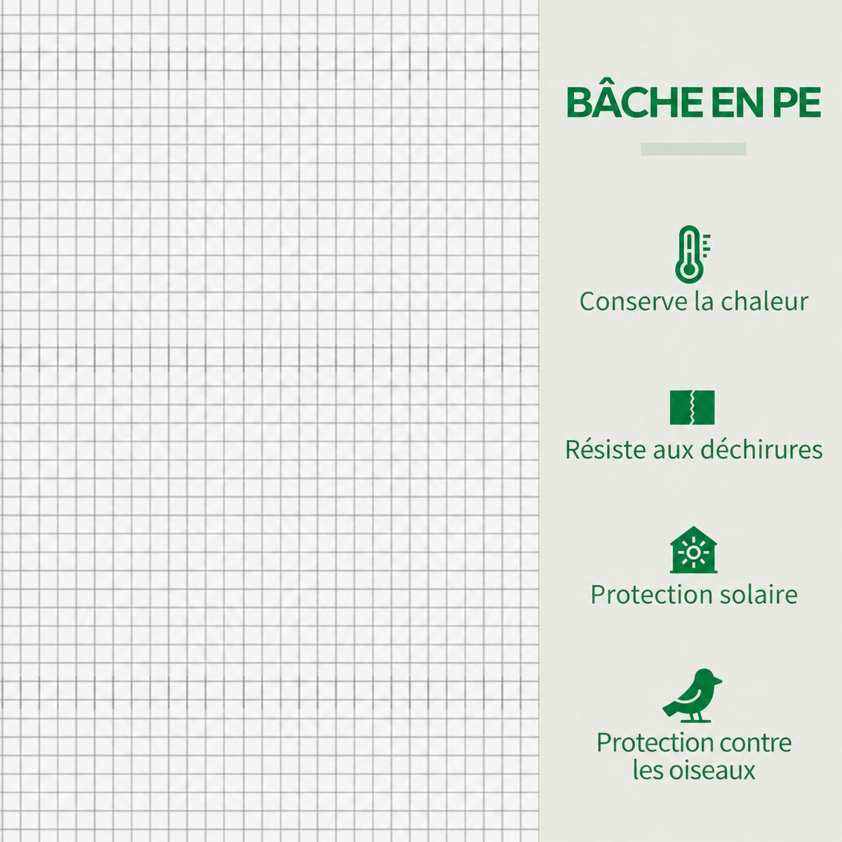 Gros plan de la housse blanche quadrillée