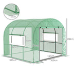 Dimensions de la serre tunnel verte : 300 × 300 × 200 cm