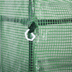 Point d’ancrage avec crochet blanc sur la bâche de la petite serre