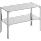 Table de rempotage en métal argenté avec étagère inférieure