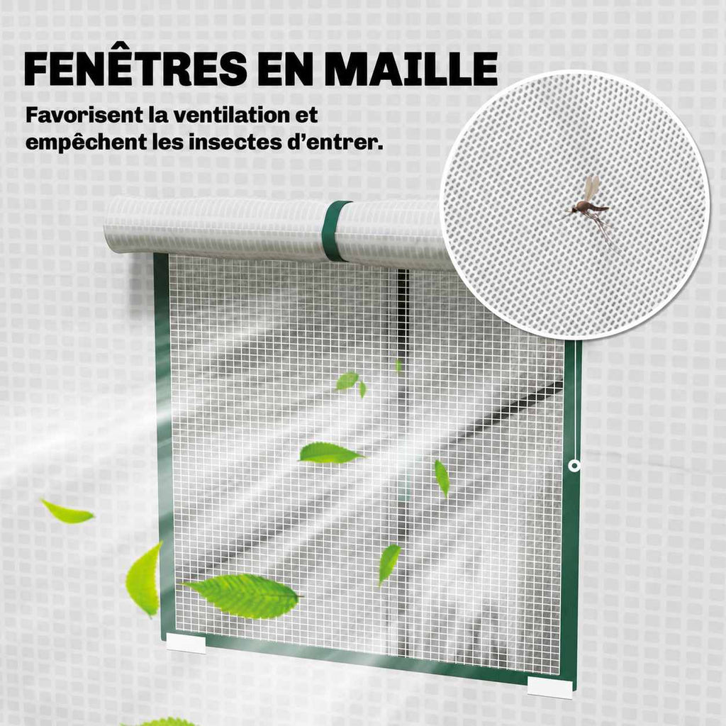 Fenêtre à moustiquaire de la serre à tomates blanche
