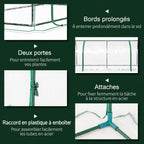 Détails des portes, des attaches et des raccords de mini serre