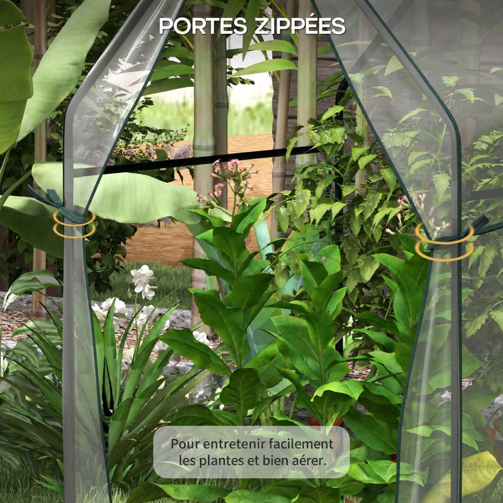 Détail des portes attachées sur les côtés de la serre