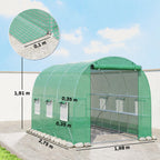 Dimensions de la serre tunnel verte : 275 × 198 × 191 cm