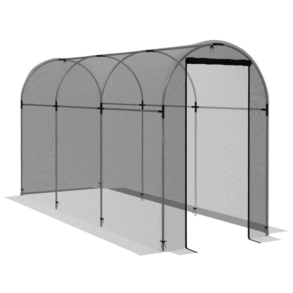 Cage fruitière à filet noir avec porte enroulée