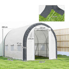 Dimensions de la serre tunnel blanche : 296 × 200 × 200 cm