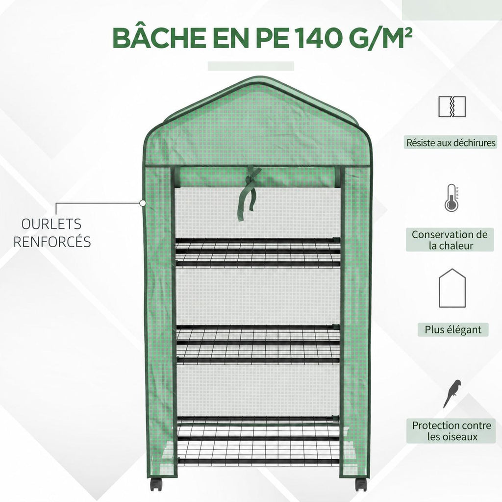 Mini serre verte fermée avec détail des bordures