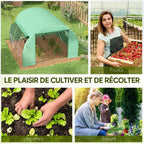 Serre verte et scènes de récolte et de jardinage