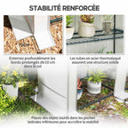 Détails du bord de housse et du lestage de la serre blanche