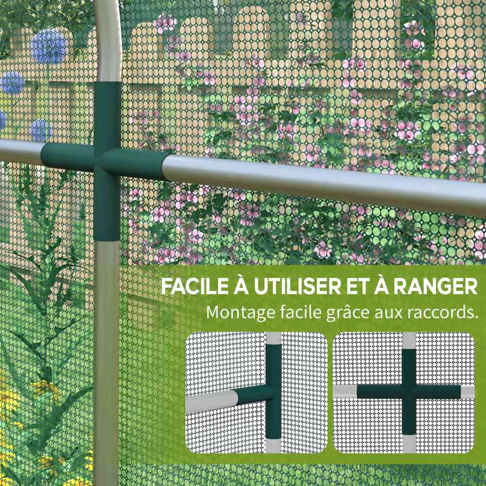 Détail des raccords de l’armature sous le filet vert