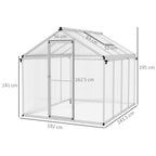 Dimensions de la serre en polycarbonate : 243,5 × 192 × 195 cm