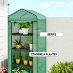 Mini serre verte présentée comme serre et étagère à plantes