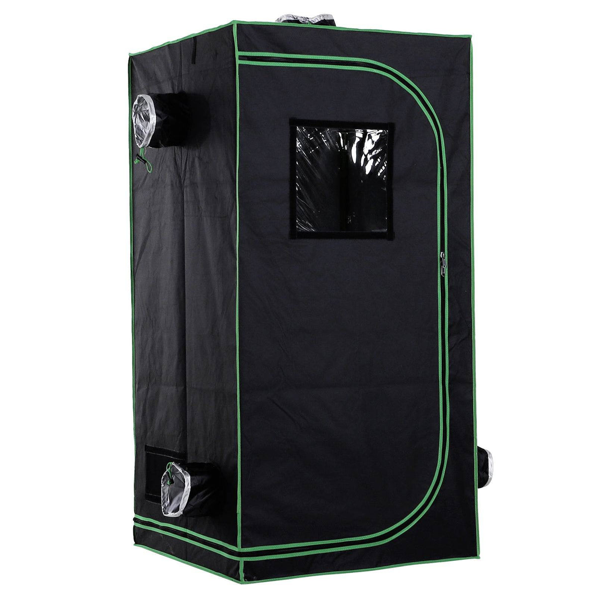 Chambre de culture noire à bordures vertes avec porte zippée fermée