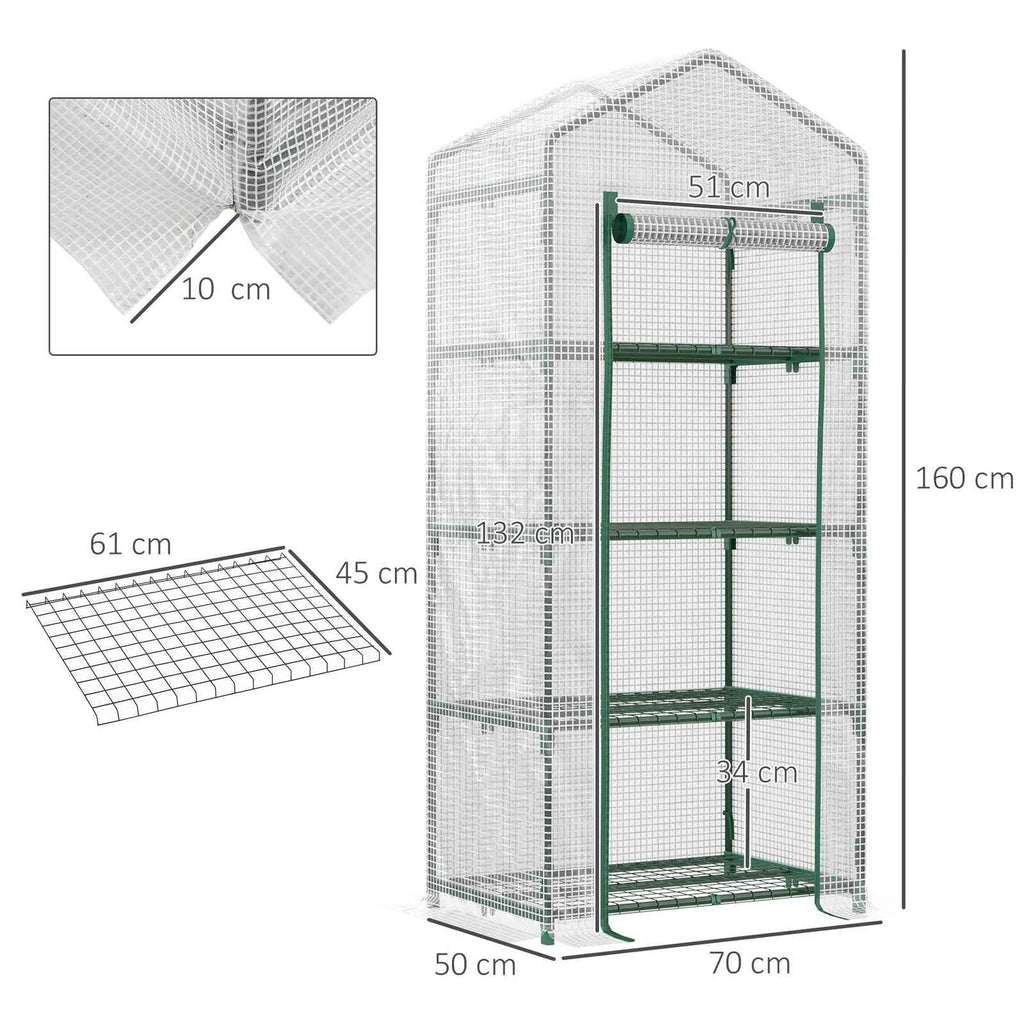 Dimensions de la serre à housse claire et de ses étagères