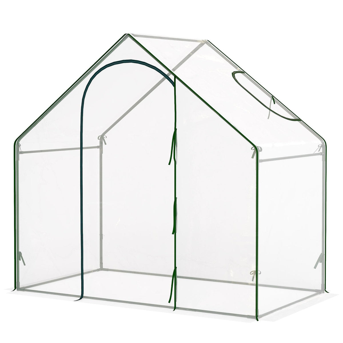 Serre transparente vide avec porte enroulée