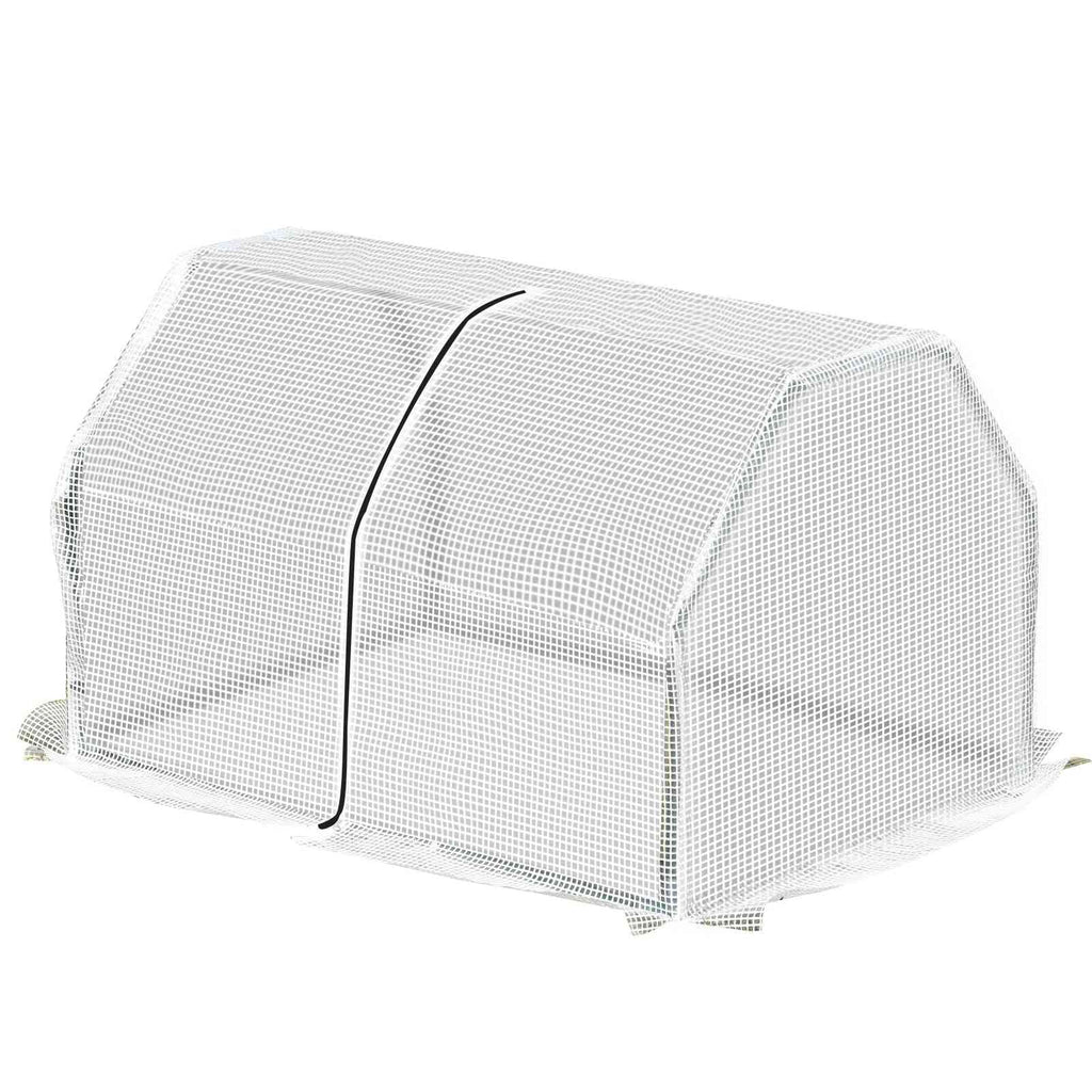 Mini-serre blanche vide avec sa porte fermée
