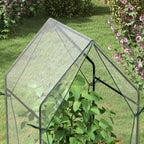 Serre transparente et plantes vues en hauteur