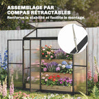Serre adossée avec détail d’une attache de la structure