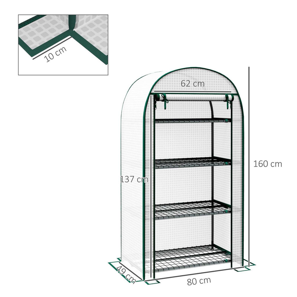Dimensions de la mini serre blanche : 80 × 49 × 160 cm