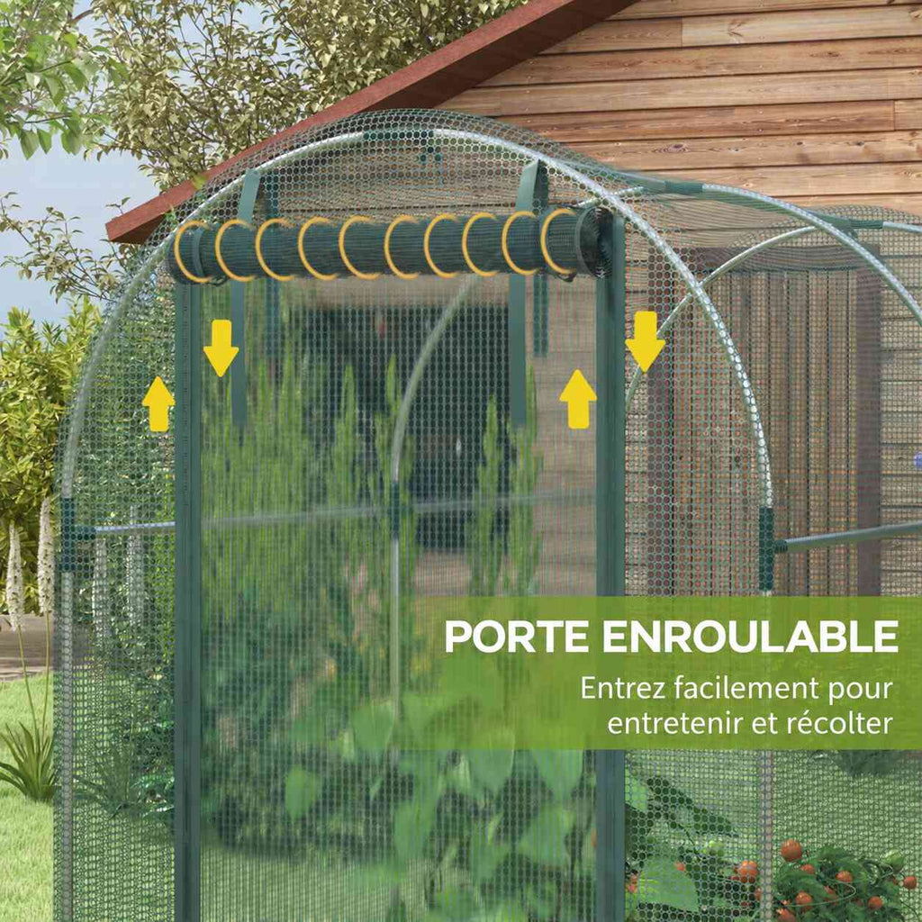 Porte enroulée de la cage fruitière verte