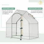 Porte enroulable et fenêtre arrondie de la serre à tomates blanche