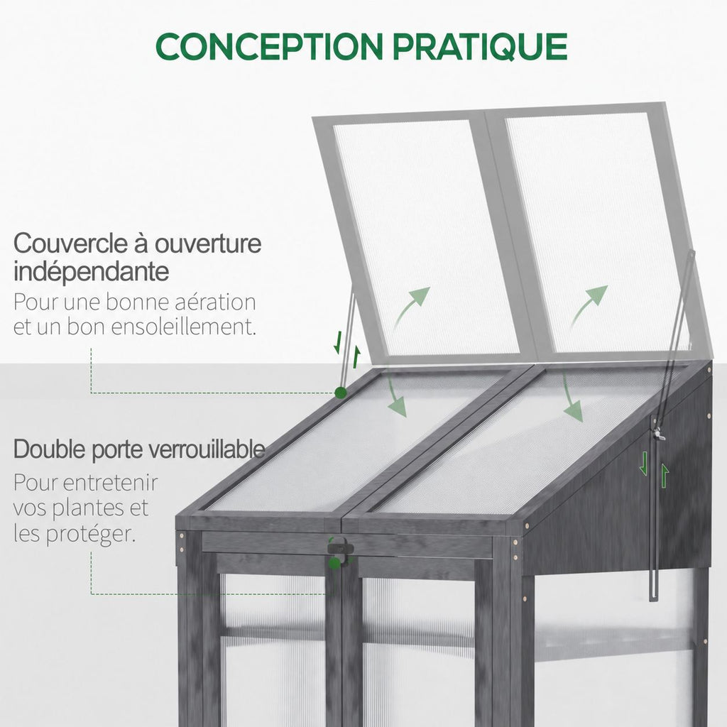 Illustration des deux battants ouvrants du toit de serre
