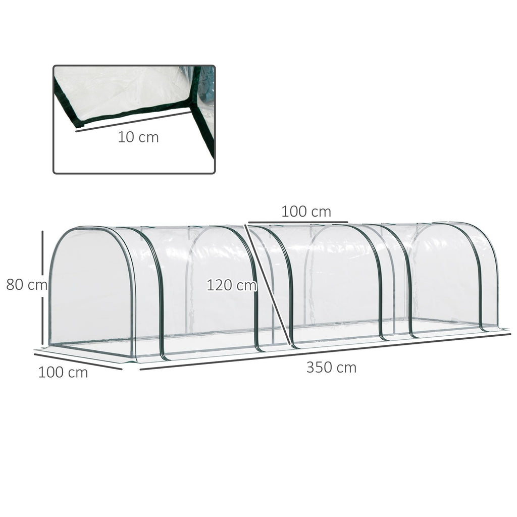 Dimensions de la mini-serre tunnel : 350 x 100 x 80 cm