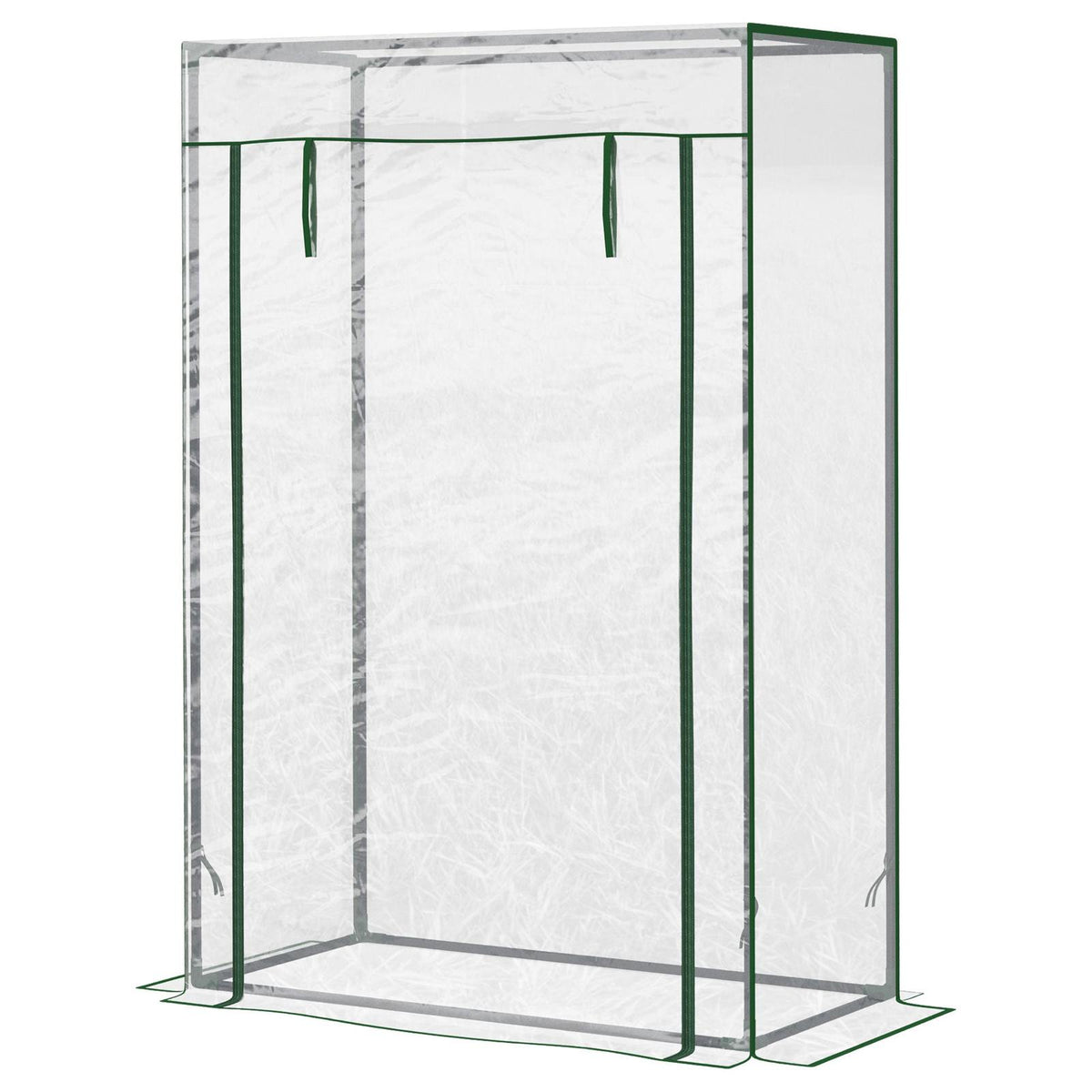 Serre à tomates transparente vide avec sa porte fermée