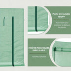 Détails de la porte zippée et de la fenêtre enroulable