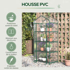 Serre transparente à quatre étagères et présentation de la housse PVC