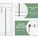 Détails de la porte zippée et de la fenêtre blanche enroulable
