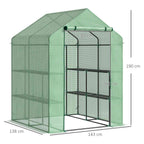 Dimensions de la petite serre verte : 143 x 138 x 190 cm
