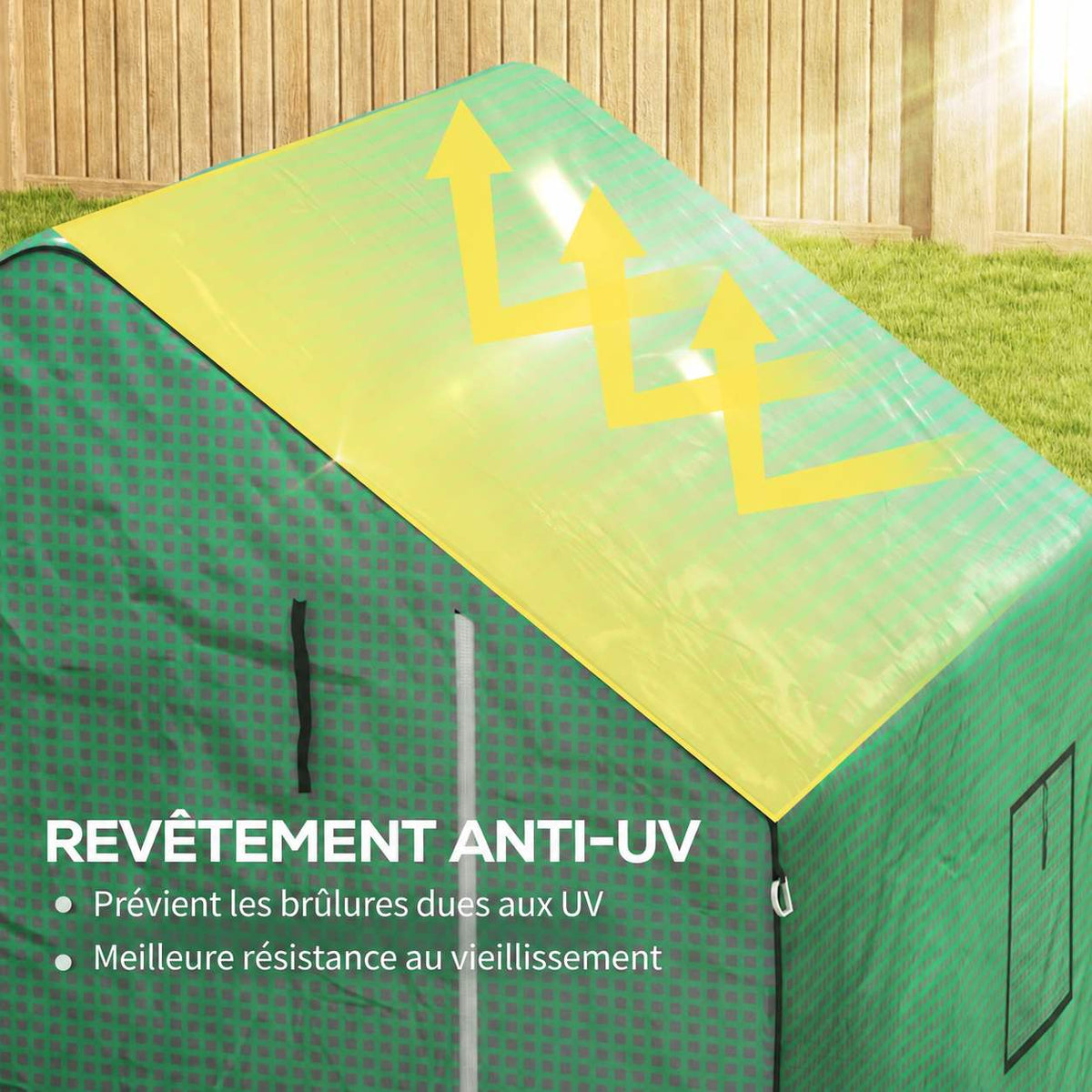 Illustration du traitement anti-UV de la housse verte