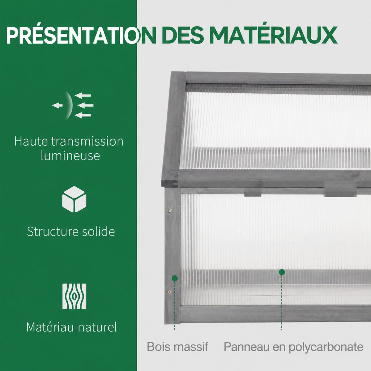 Détail du cadre gris et des panneaux translucides