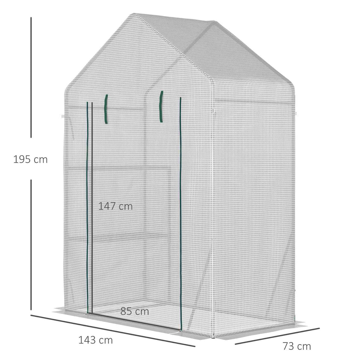 Dimensions de la serre blanche : 143 × 73 × 195 cm