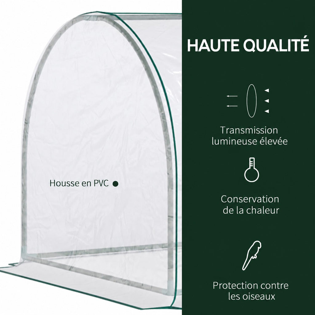Détail de la housse transparente de la mini-serre tunnel